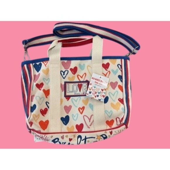 Brighton Red White & You Mini Tote Bag With Colorful Heart Print - Picture 1 of 7